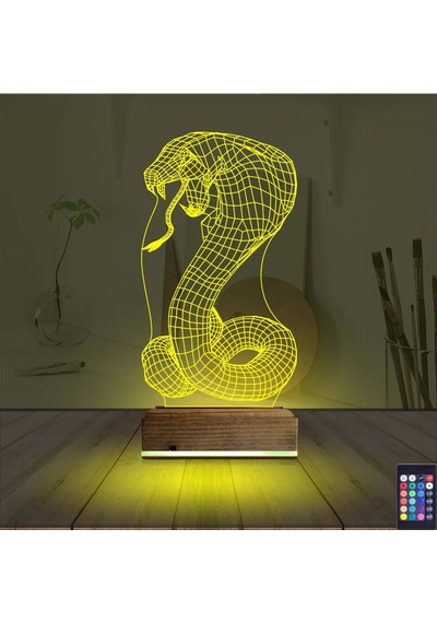 Luvivia Kobra Yılan 3d Lamba - Masa Gece Lambası Şeffaf