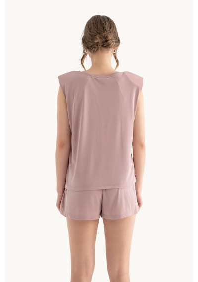 Hiccup Yuvarlak Yakalı Ham Kenar Kolsuz Tank Top Pembe