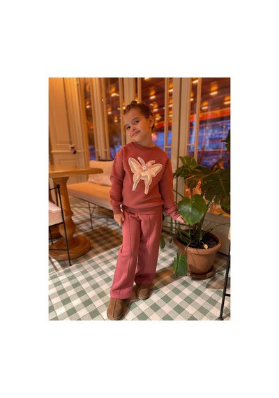 Yale Kids Kız Çoçuk Keşebek Nakışlı 2 Li Takım Gül Kurusu
