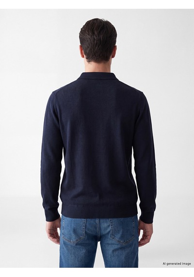 Lcwaıkıkı Classic Lacivert Polo Yaka Erkek Sweatshirt