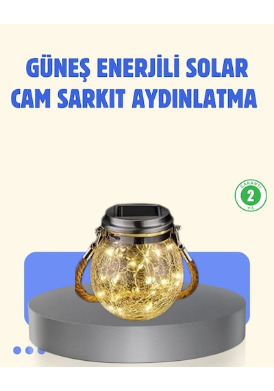 Güneş Enerjili Cam Sarkıt Bahçe Balkon Teras Aydınlatma 30 Led