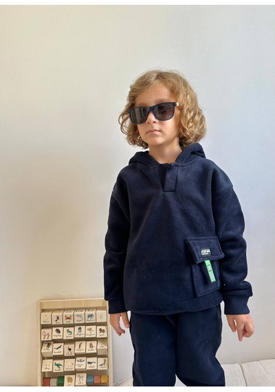 Jolly Kids Erkek Çocuk Polar Kapüşonlu Sweatshirt Takım Lacivert