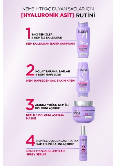 L'Oréal Paris Elseve Hydra Hyaluronic Nem Dolduran Bakım Şampuanı 3 x 300 ML