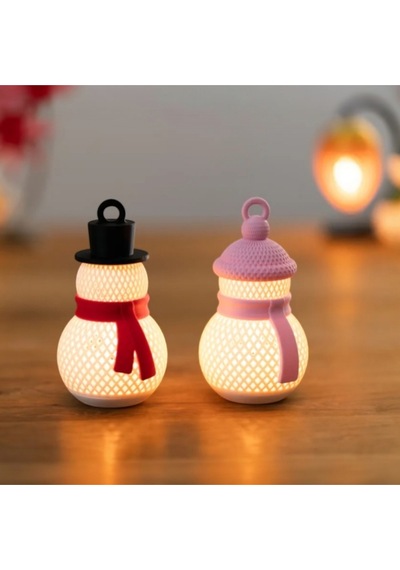 Yılbaşı Dekorasyonu: 3d Baskı Kardan Adam Led Tealight Seti Asılabilir & Masa Üstü