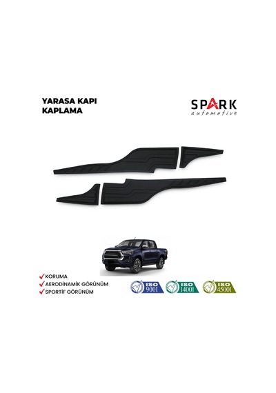 Toyota Hilux 2021- Yılı Ve Sonrası Uyumlu Yarasa Kapı Kaplama 4 Parça