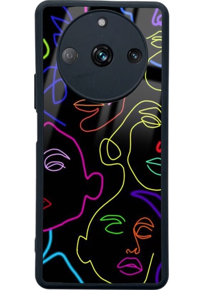 Oppo Realme 11 Pro Neon Silüet Tasarımlı Glossy Telefon Kılıfı Çok Renkli