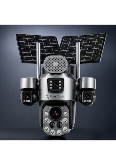 Avenir S447 12mp 4 Kameralı 36x Optik Zoom 4g Esım Sim Kartlı Çift Solar Panelli Ptz Güvenlik Kamera