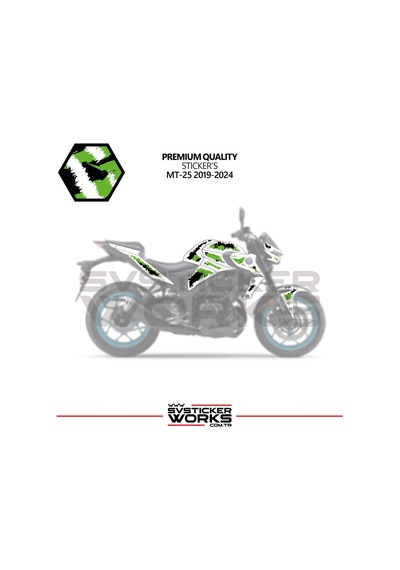 Yamaha Mt25 Kaplama Sticker Air Brush Motor Kaplama Modeli Hazır Kit 2019 / 2024 Uyumlu Yeşil