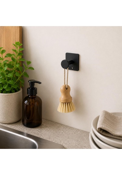 Orret Home Tekli Yapışkanlı Metal Siyah Askı, Delmeden Duvara Mon