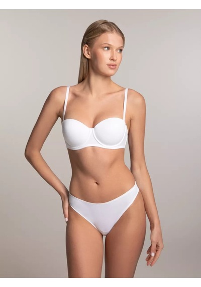 Mistirik Lenola Model Destekli Push Up Dolgulu Yumuşak Dokulu Straplez Sütyen Beyaz Renk