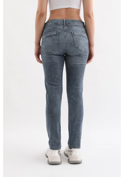 Kadın Normal Bel Likralı Slim Fit Jean Pantolon Mavi 001