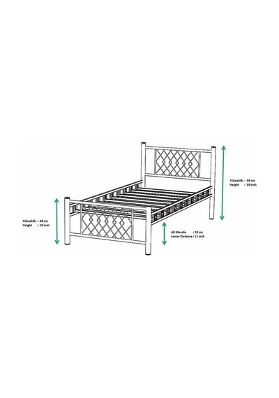 Argimo Metis Tek Kişilik Metal Siyah Karyola 90x200