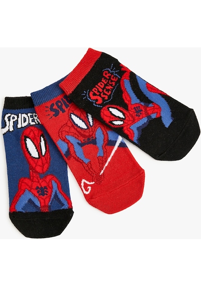 Koton 3'lü Spiderman Lisanslı Çorap Seti Siyah 4skb80075aa Siyah
