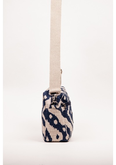 Fabric Craft Bag Çapraz Askılı Kadın Omuz Çantası Fermuarlı Günlük Kullanım Lacivert - Beyaz