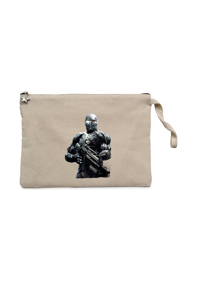 Crysis Black Fighter Krem Clutch Astarlı Cüzdan / El Çantası Krem