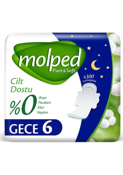 Molped Pure & Soft Hijyenik Ped Gece 6'lı