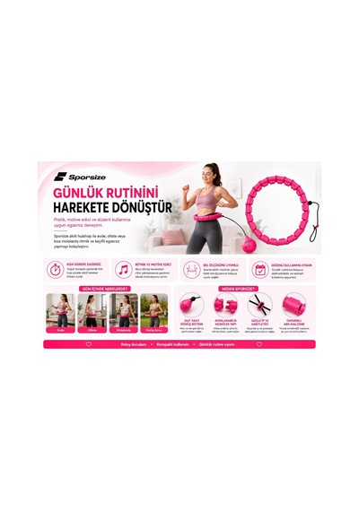 Akıllı Hulahop, Ağırlıklı Toplu Ayarlanabilir Modüler Fitness Hulahopu, Bel Ve Karın Egzersiz Aleti, Evde Spor İçin, Pembe