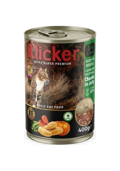 Klicker Kuzulu Sebzeli Kedi Konservesi 400 Gr
