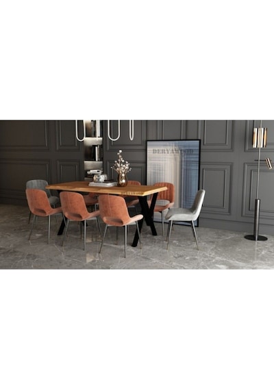 Masif Ahşap Laurus Sulamalı Yemek Masası 85x240x76 Cm