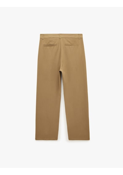Koton Regular Fit Cepli Viskon Karışımlı Pileli Kumaş Pantolon Vizon 7wam40023nw