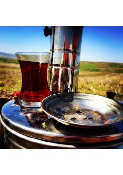 Çift Musluklu Odunlu Kömürlü Çay Semaveri Odunlu Kömürlü Paslanmaz Semaver 5 Litre
