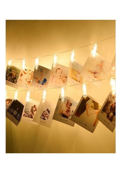 30 Mandallı Sarı Ve Gün Işığı Led Pano Ve Resim Tutturmalı Işıklı Fotoğraf Mandalı Işıklı Led 1