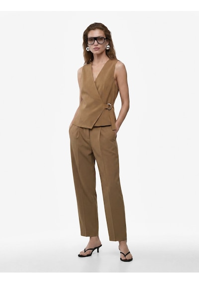 Koton Slim Fit Ayarlanabilir Kapama Detaylı Kruvaze Yelek Kahverengi 6sak20173ew Kahve