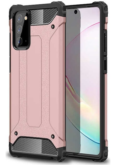 Ekılıf - Samsung Galaxy Note 20 Uyumlu Kılıf Çift Katman Zırh Tank Crash Military Kapak - Rose Gold