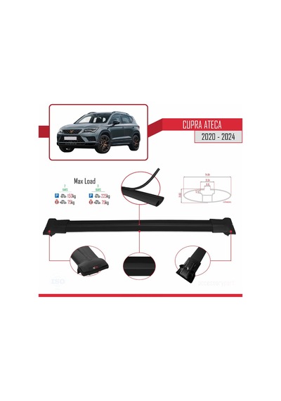 Cupra Ateca 2020-2024 Arası İle Uyumlu Fly Model Ara Atkı Tavan B