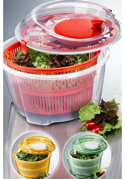 Ayrex Pratik Salata Kurutucu, Sebze Yeşillik Marul Yıkama Ve Kurutma Kabı Leğen Şeklinde Çevirmeli Gri Diğer