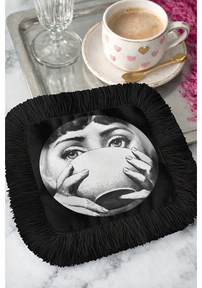 Sürreal Portre Saçaklı Kahve Yanı Sunum Kokteyl Peçetesi-sanatsal Retro Siyah Bardak Altlığı Mendil Sedefli Fırtına Kabak Sürreal Portre Saçaklı Kahve Yanı Sunum Kokteyl Peçetesi-sanatsal Retro Siyah Bardak Altlığı Mendil Sedefli Fırtına Kabak