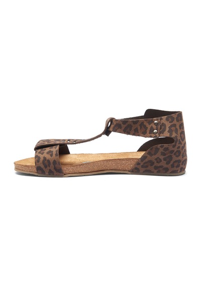 Comfortfusse Macrea - Kadın Ortopedik Hakiki Deri Sandalet Leopar Baskılı Deri