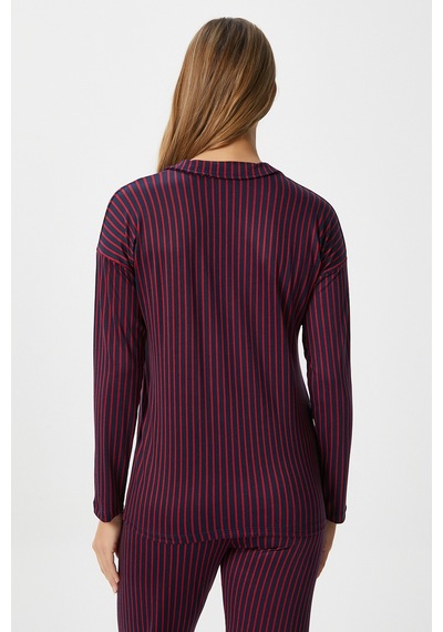 Ritnice Kadın Secret Extra Soft Lacivert Bordo Çizgili Pijama Takımı Bordolacivert Bordo - Lacivert