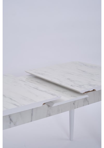 Nehir Mdf Lak Panel Mutfak Masası 75x130cm Beyaz Mermer Nehir Mdf Lak Panel Mutfak Masası 75x130cm Beyaz Mermer