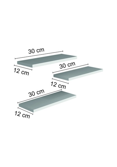 3'lü Uçan Raf Modern Duvar Rafı Iskandinav Gizli Raf Dekoratif Kitap Rafı Biblo Rafı Çam 30x12 Cm Atlantik Çam