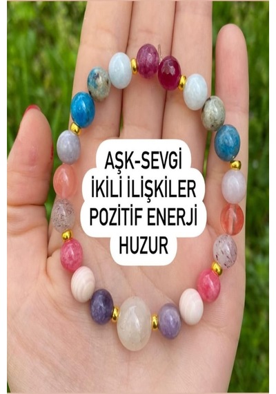 Aşk Sevgi İkili İlişkiler Pozitif  Huzur Doğal Taş Bileklik Çok Renkli