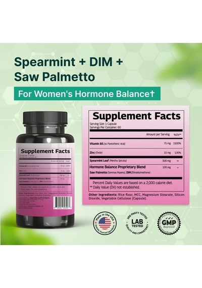 Vınatura Spearmint With Dım & Saw Palmetto Vitamin B5 Zinc Hair Women Health & Skin 60 Capsules
