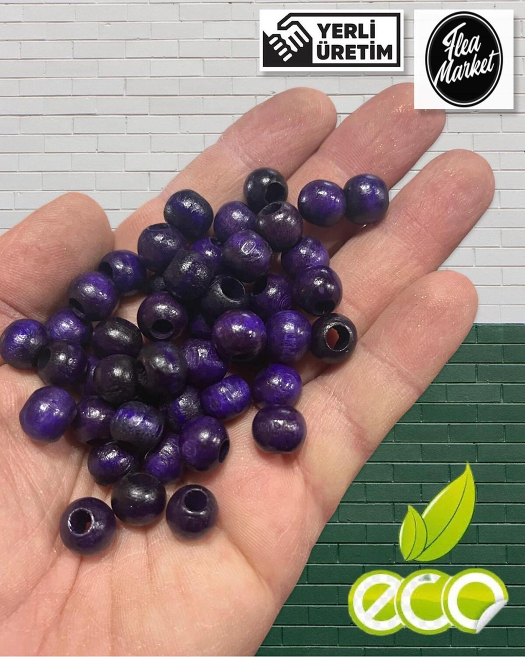 Ekonomik Paket 1 Kilo 10mm Ahşap Boncuk - Mor - Ort - 2500-3000 Adet