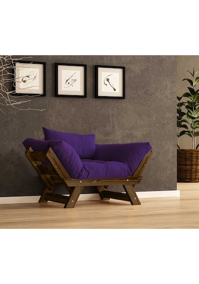Woodesk Adalar Masif Ceviz-mor Renk Berjer Cpt8137-140 Mor