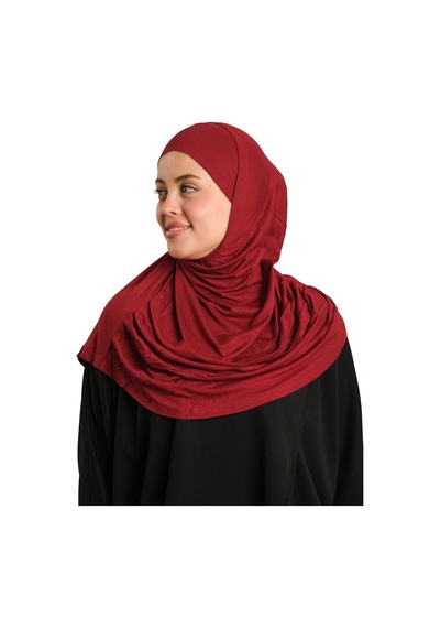 Hürrem Bone Bordo Pratik Hazır Geçmeli Tesettür Eşarp Viskon Boneli Büyük Boy 1290bv 16 bordo