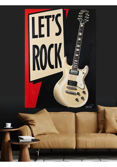 Ahşap Tablo Rock N Roll Gitar Müziği İstanbul Tabloları
