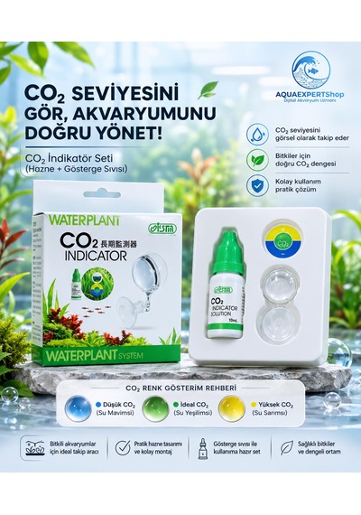 Ista Akvaryum Co₂ İndikatör Test Seti Cam Drop Checker + Co₂ Gösterge Solüsyonu Bitkili Akvaryum Karbondioksit Takip Aparatı