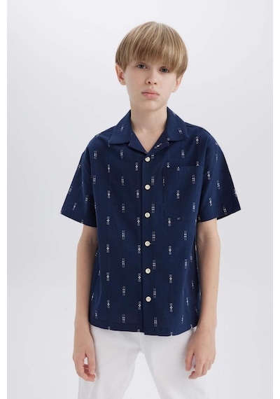 DeFacto Erkek Çocuk Oversize Geniş Kalıp Polo Yaka Brode Kısa Kollu Gömlek D8339A825SMNV248
