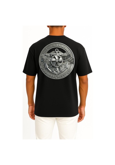 Bahriyeli Collection Oversize Sg Cep Ve Sırt Baskılı Unisex T-shirt Siyah