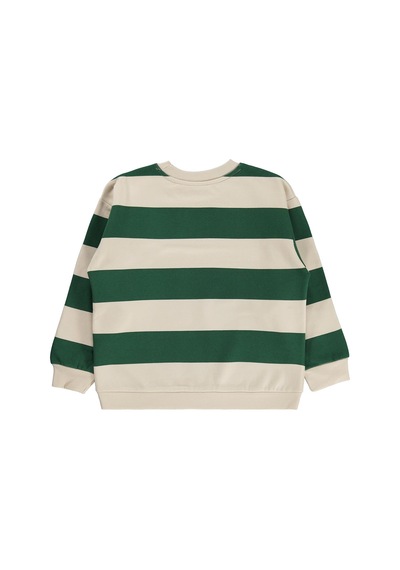 Civil Boys Kalın Çizgili Basic 6-9 Yaş Sweatshirt - Yeşil Çam Yeşili
