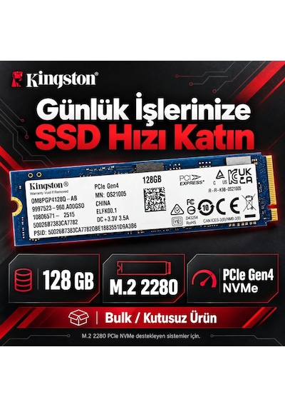 Kingston 128gb M.2 2280 Nvme Pcıe Gen4 Ssd Om8pgp4128q-ab