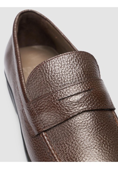 Cabani Atria %100 Hakiki Deri Koyu Kahverengi Düz Erkek Loafer