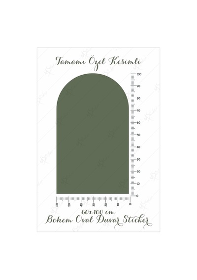 MSticker Bohem Tarzı Oval Haki Duvar Dekorasyon Sticker 60x100 Cm
