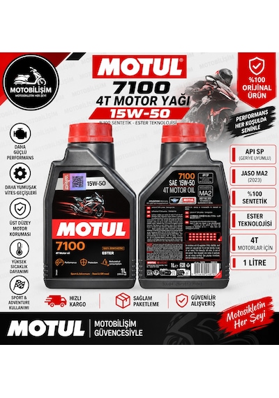 Motul 7100 15w-50 4t 1l %100 Sentetik Ester Motosiklet Motor Yağı