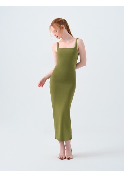 Slim Fit Kadın Elbise Haki